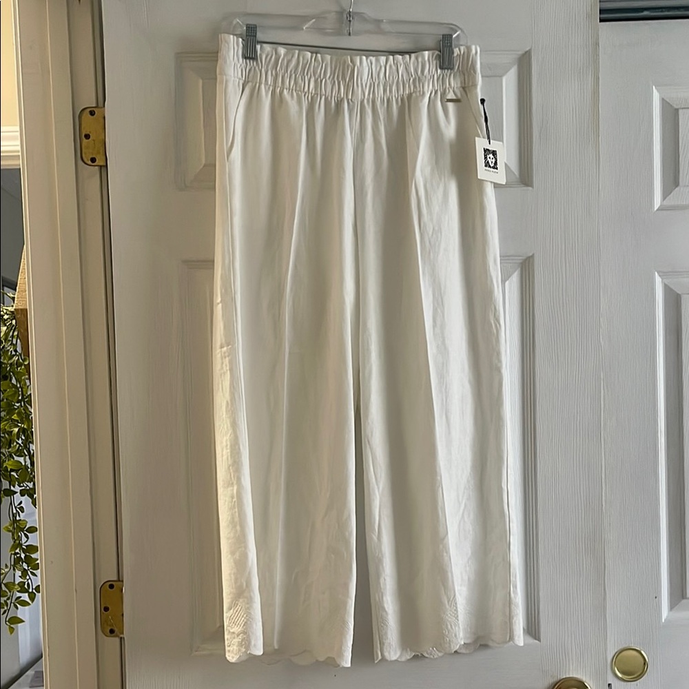 Anne Klein High Rise Wide Leg Linen Pant